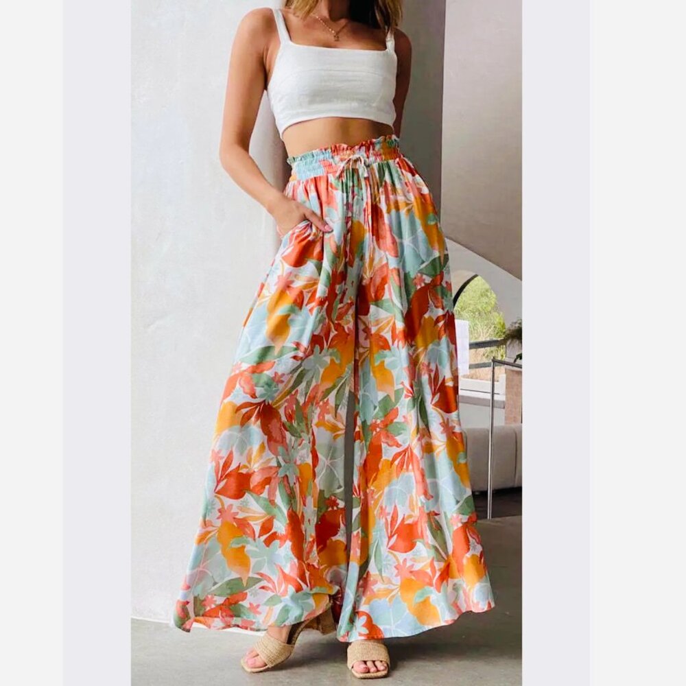NEW JB Boutique Wide Leg Pants Drawstring Comfort Trousers Lined Elastic Waist M